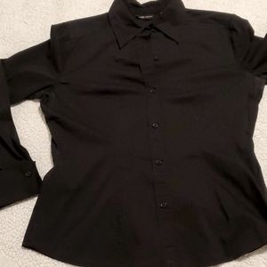 New York & Co stretch black long sleeve button front shirt
